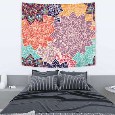 Colorful Floral Mandalas Wall Tapestry