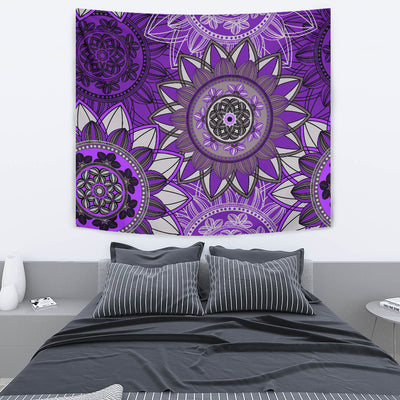 Purple Floral Mandalas Wall Tapestry