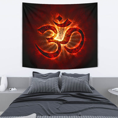 Red Aum Wall Tapestry