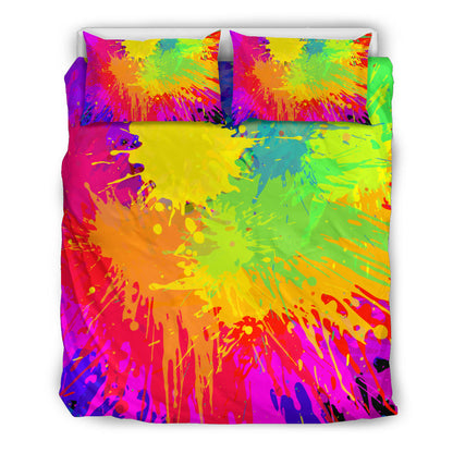 Colorful Paint Splatter Abstract Art Bedding Set