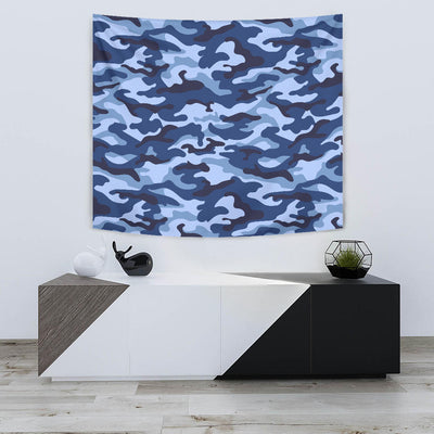 Blue Camouflage Wall Tapestry