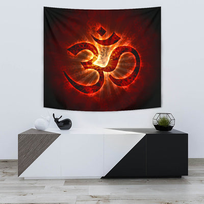 Red Aum Wall Tapestry