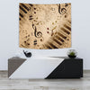 Vintage Piano & Musical Notes Wall Tapestry