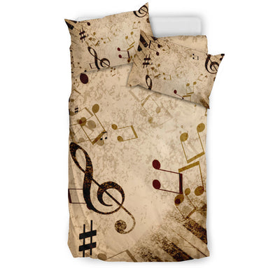 Vintage Piano Musical Notes Bedding Set