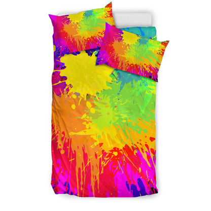 Colorful Paint Splatter Abstract Art Bedding Set