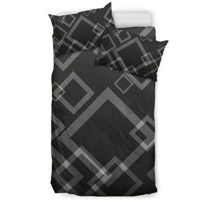 Dark Grey Abstract Squares Bedding Set