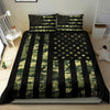 Army Dreen Camouflage American USA Flag Bedding Set