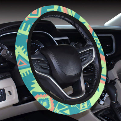 Peach Green Boho Aztec Steering Wheel Cover