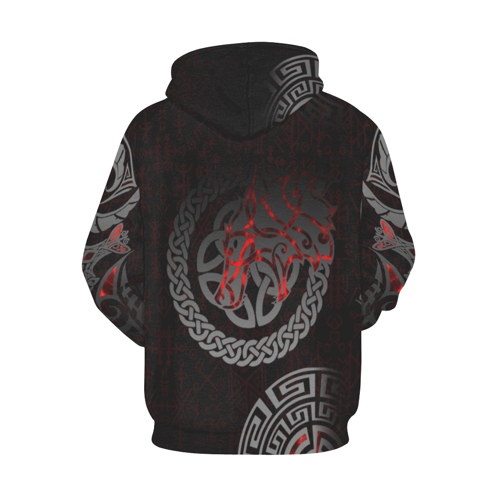 Red Tribal Black Hoodie