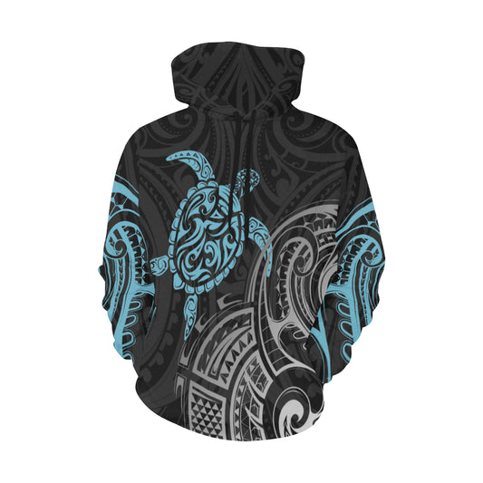Blue Turtle Maori Tribal Polynesian Hoodie