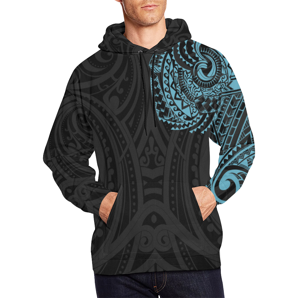 Blue Chest Maori Tribal Polynesian Hoodie