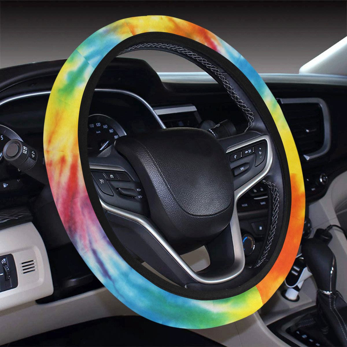 Colorful Tie Dye Print Abstract Art Steering Wheel Cover