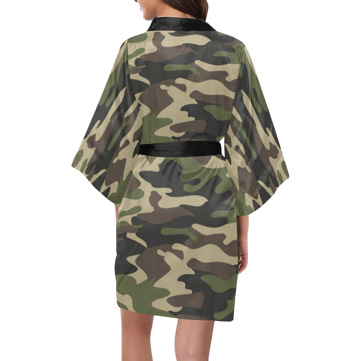 Army Green Camouflage Kimono Robe