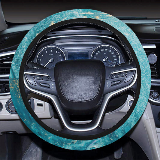 Teal Marble Steering Wheel Cover