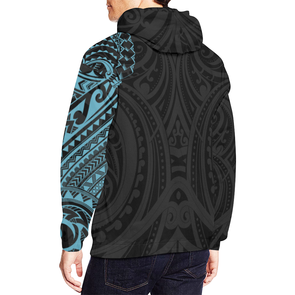 Blue Chest Maori Tribal Polynesian Hoodie