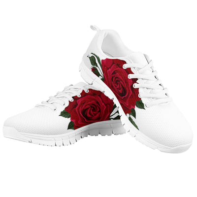 Custom Red Rose Sneakers White Running Shoes