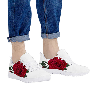 Custom Red Rose Sneakers White Running Shoes