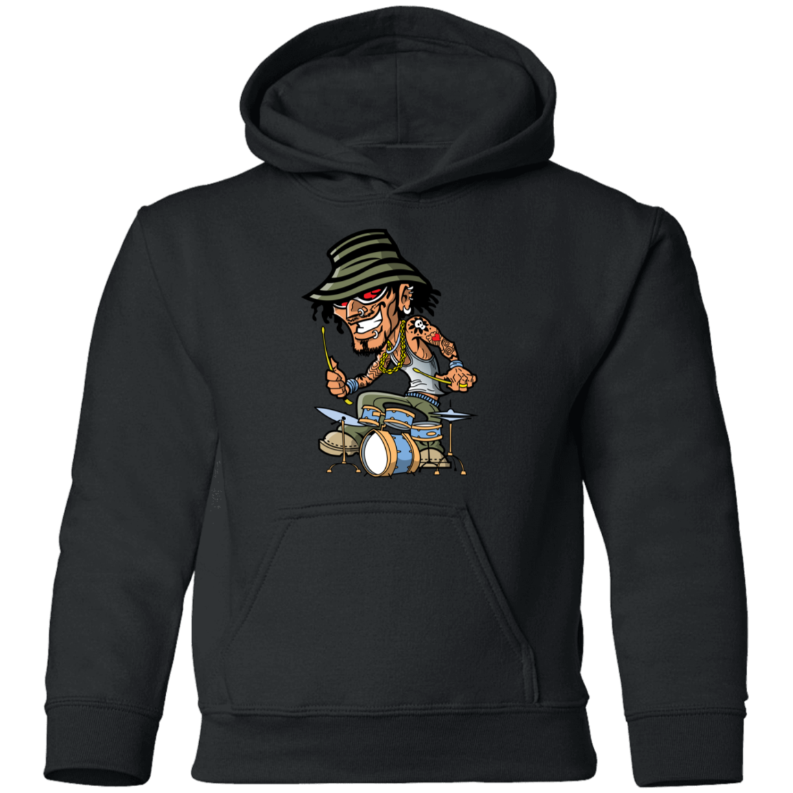 Drummer Cartoon Kids Hoodie