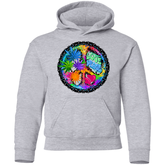 Colorful Floral Peace Sign Kids Hoodie