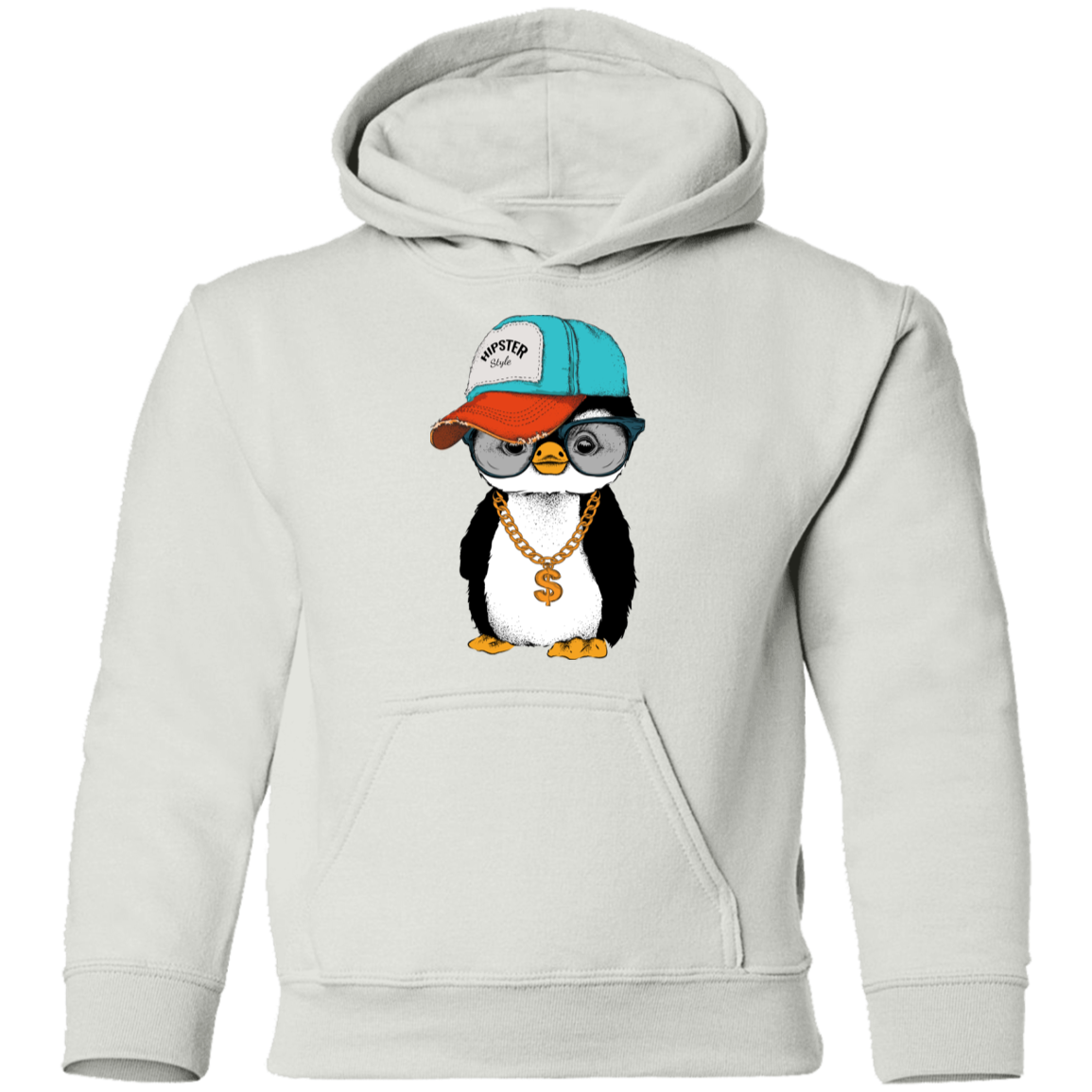 Cool Hipster Penguin Kids Hoodie