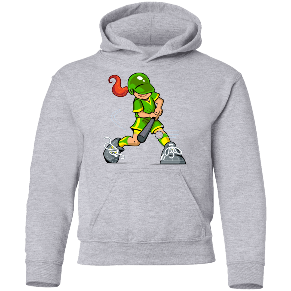 Softball Cartoon Girl Kids Hoodie