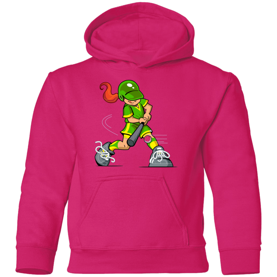 Softball Cartoon Girl Kids Hoodie