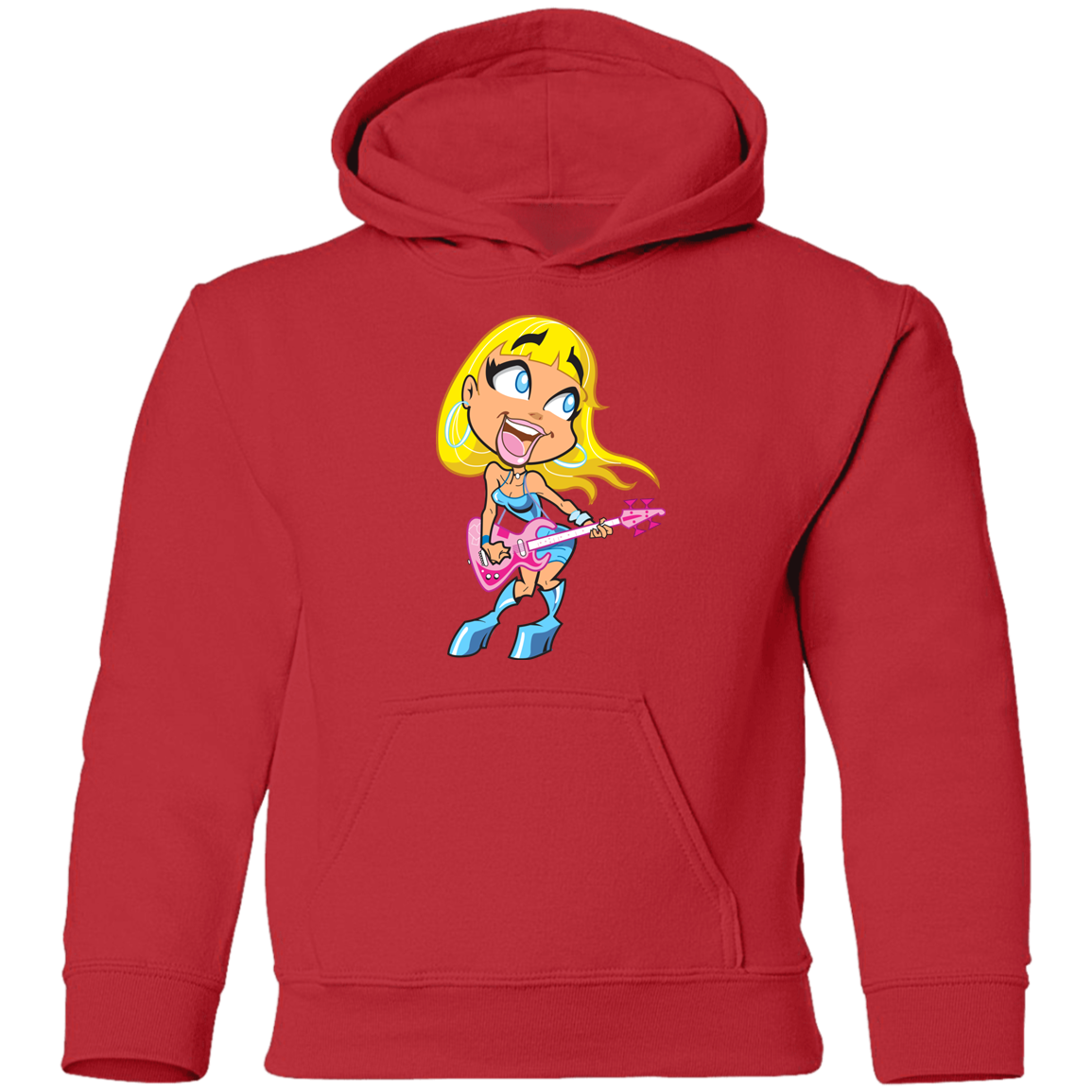 Guitar Girl Cartoon Kids Hoodie