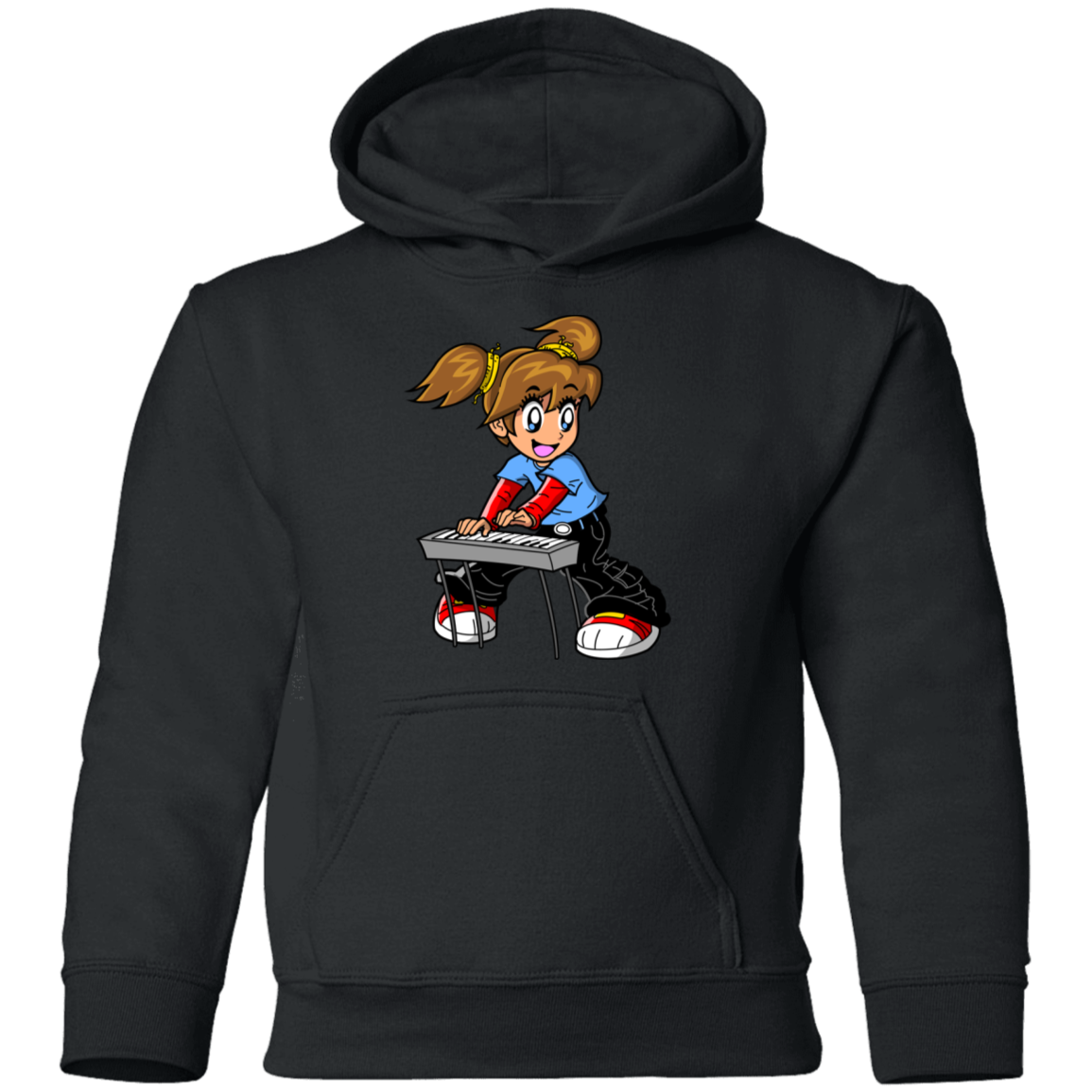 Keyboard Girl Cartoon Kids Hoodie