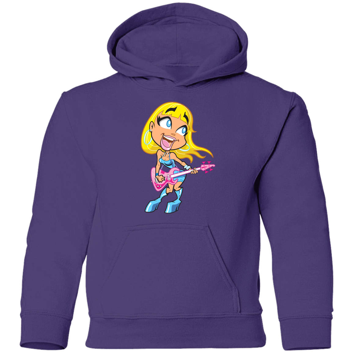 Guitar Girl Cartoon Kids Hoodie