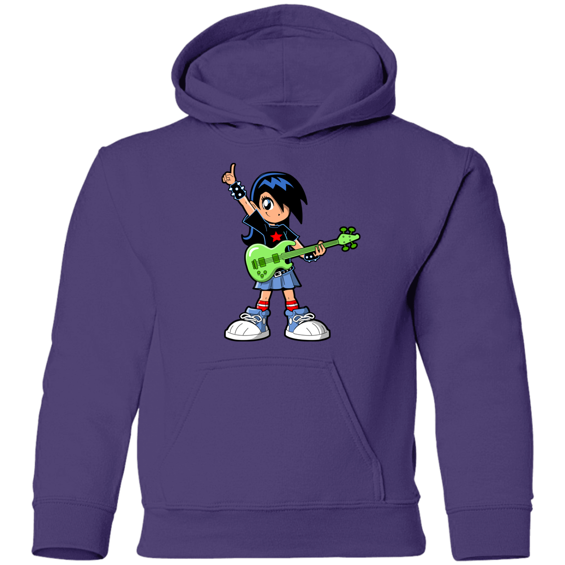 Guitar Girl Cartoon Kids Hoodie
