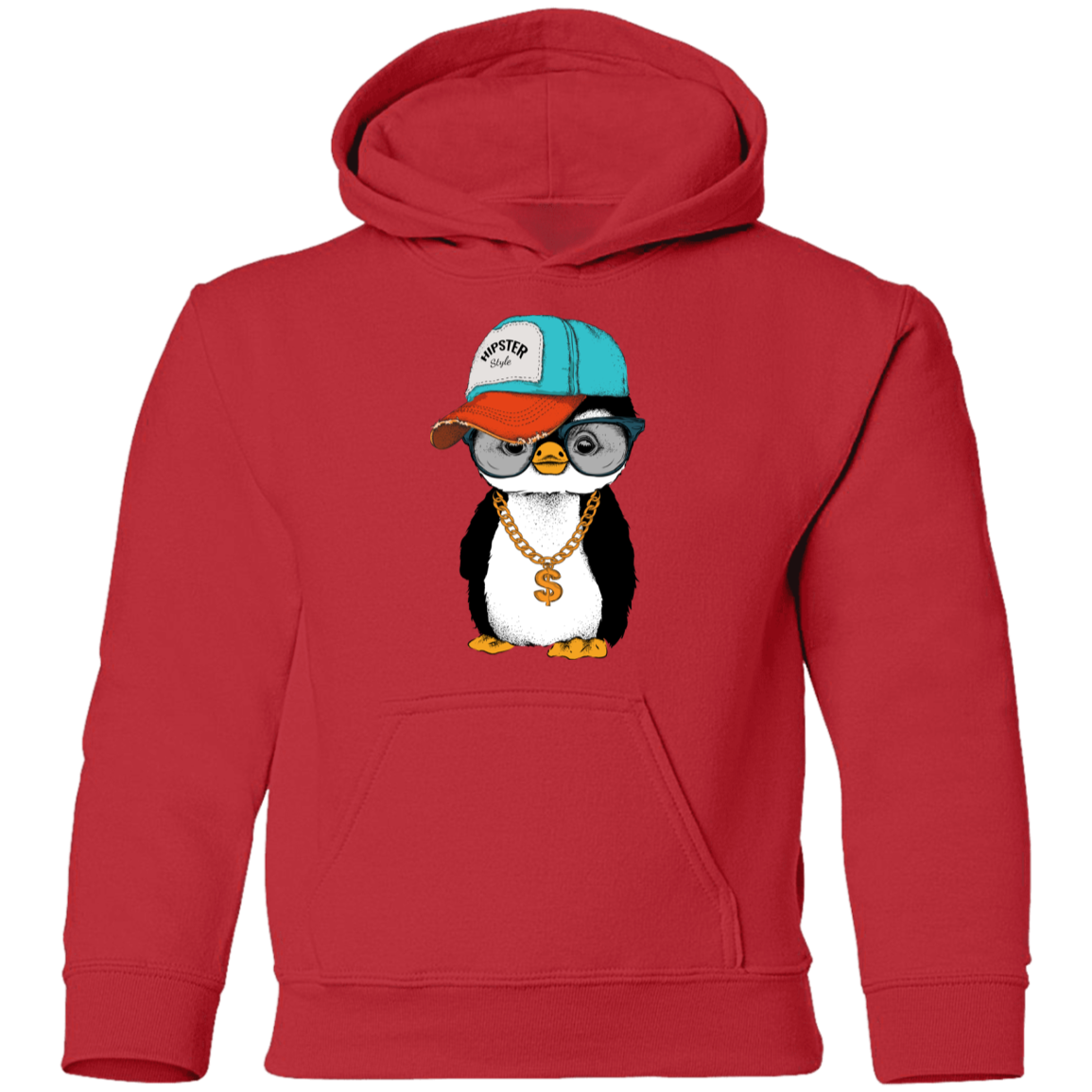 Cool Hipster Penguin Kids Hoodie