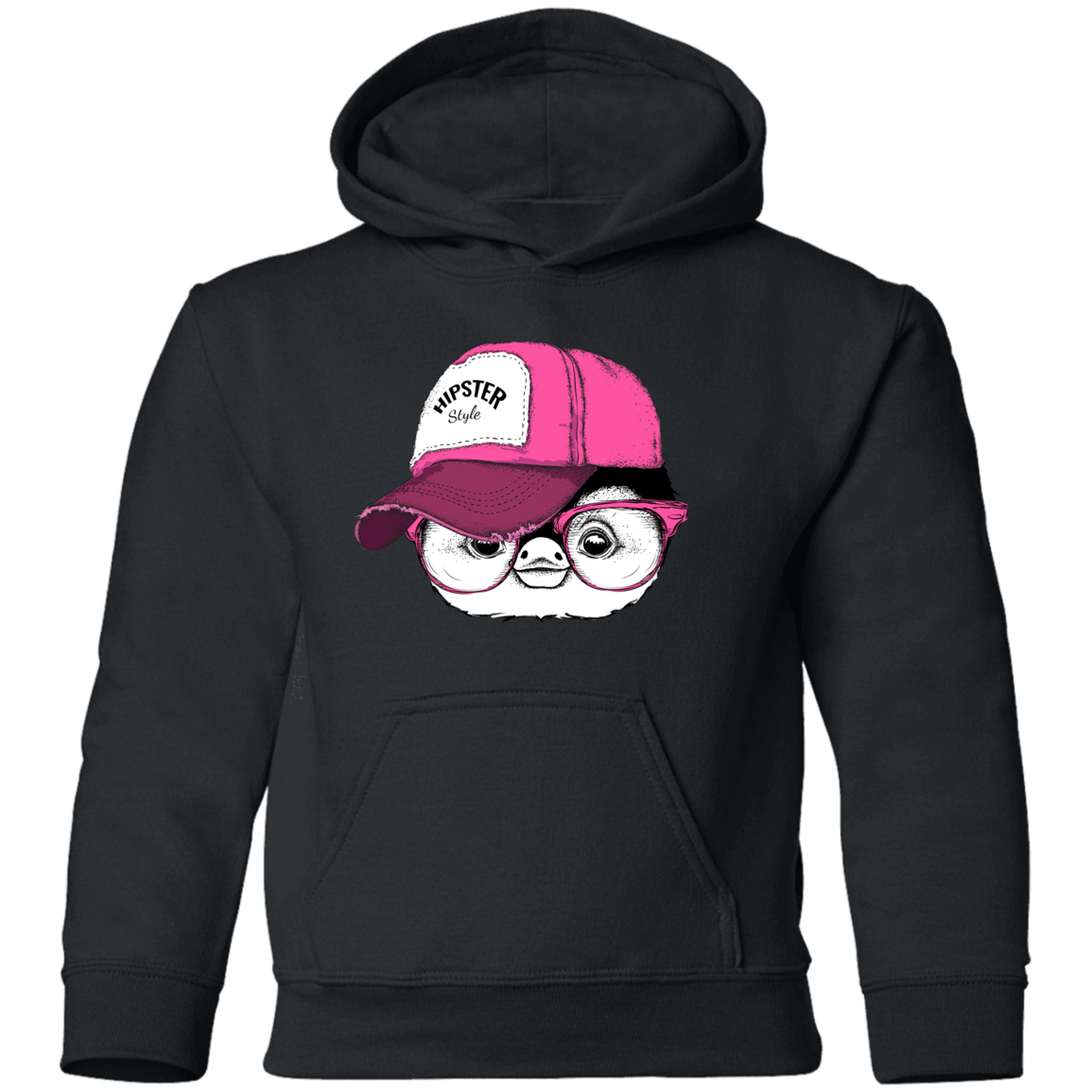 Hipster penguin Head Kids Hoodie