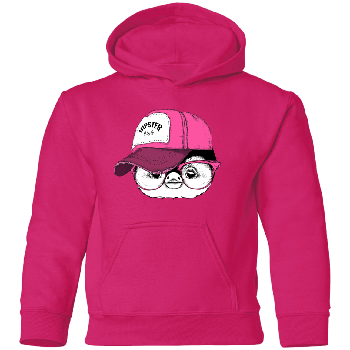Hipster penguin Head Kids Hoodie