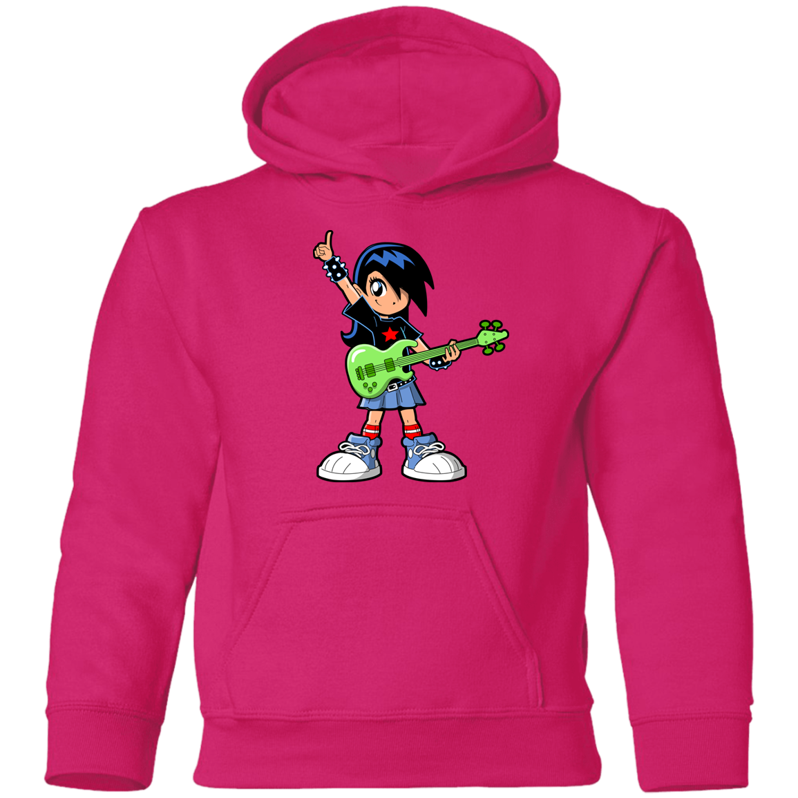 Guitar Girl Cartoon Kids Hoodie