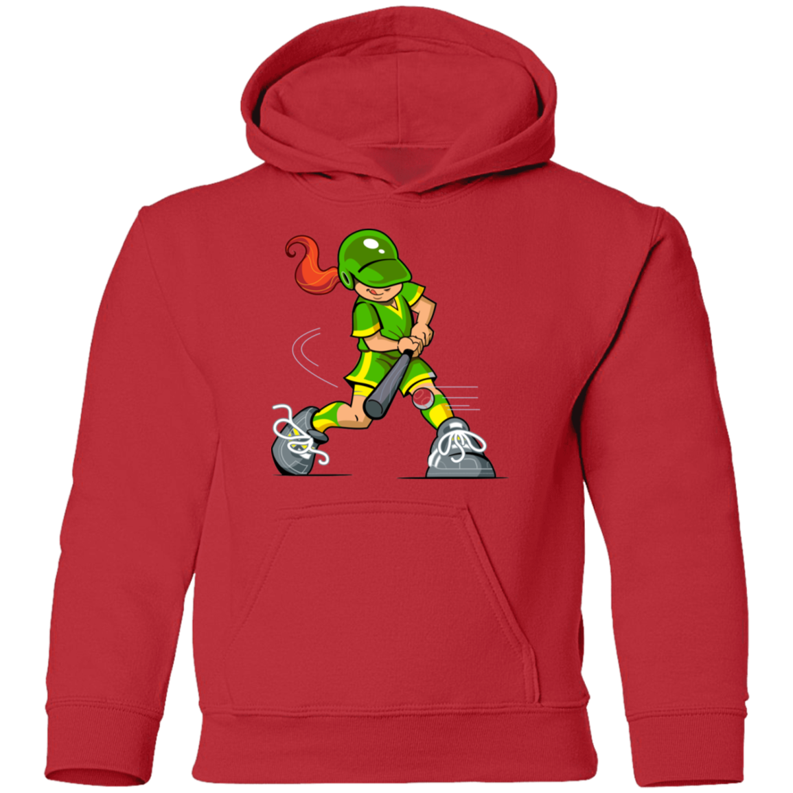 Softball Cartoon Girl Kids Hoodie