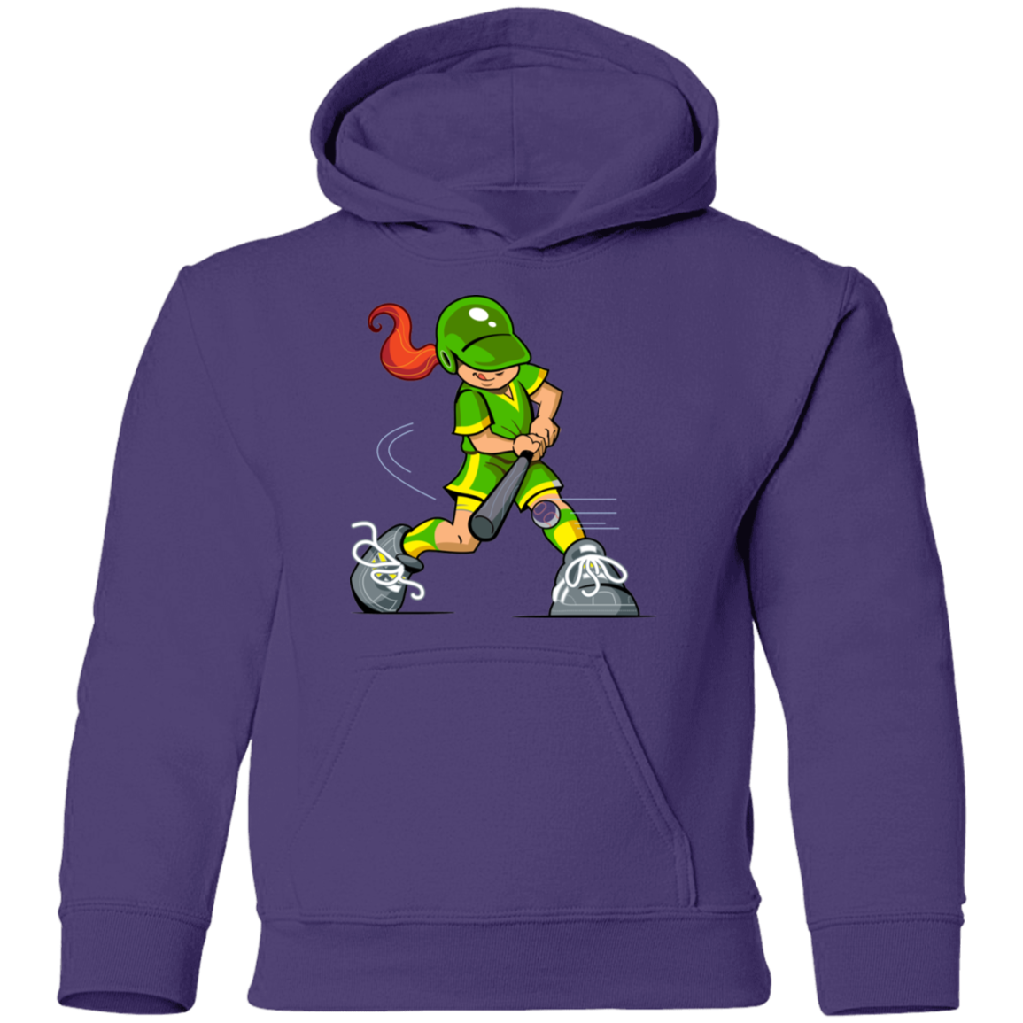 Softball Cartoon Girl Kids Hoodie