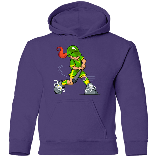 Softball Cartoon Girl Kids Hoodie