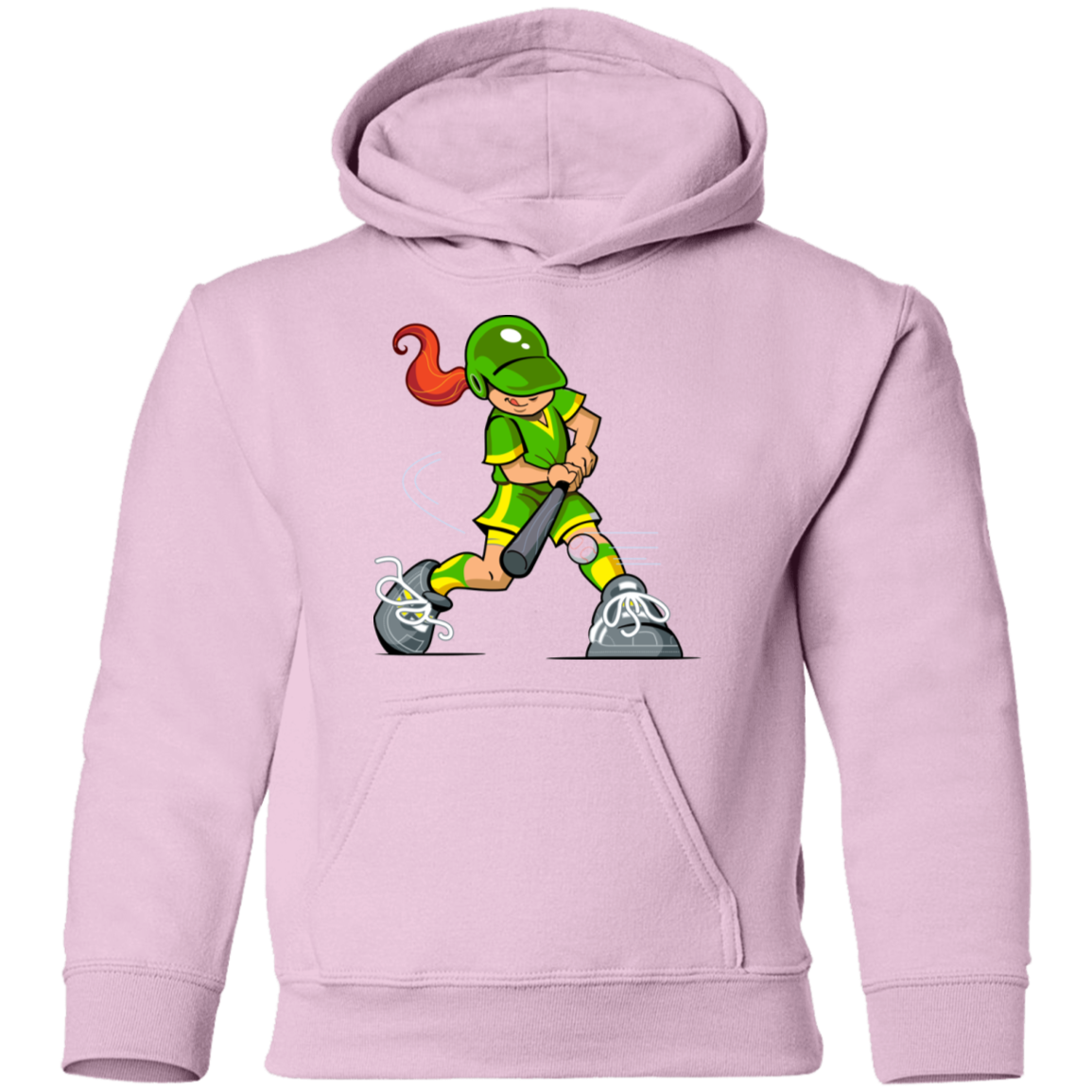 Softball Cartoon Girl Kids Hoodie