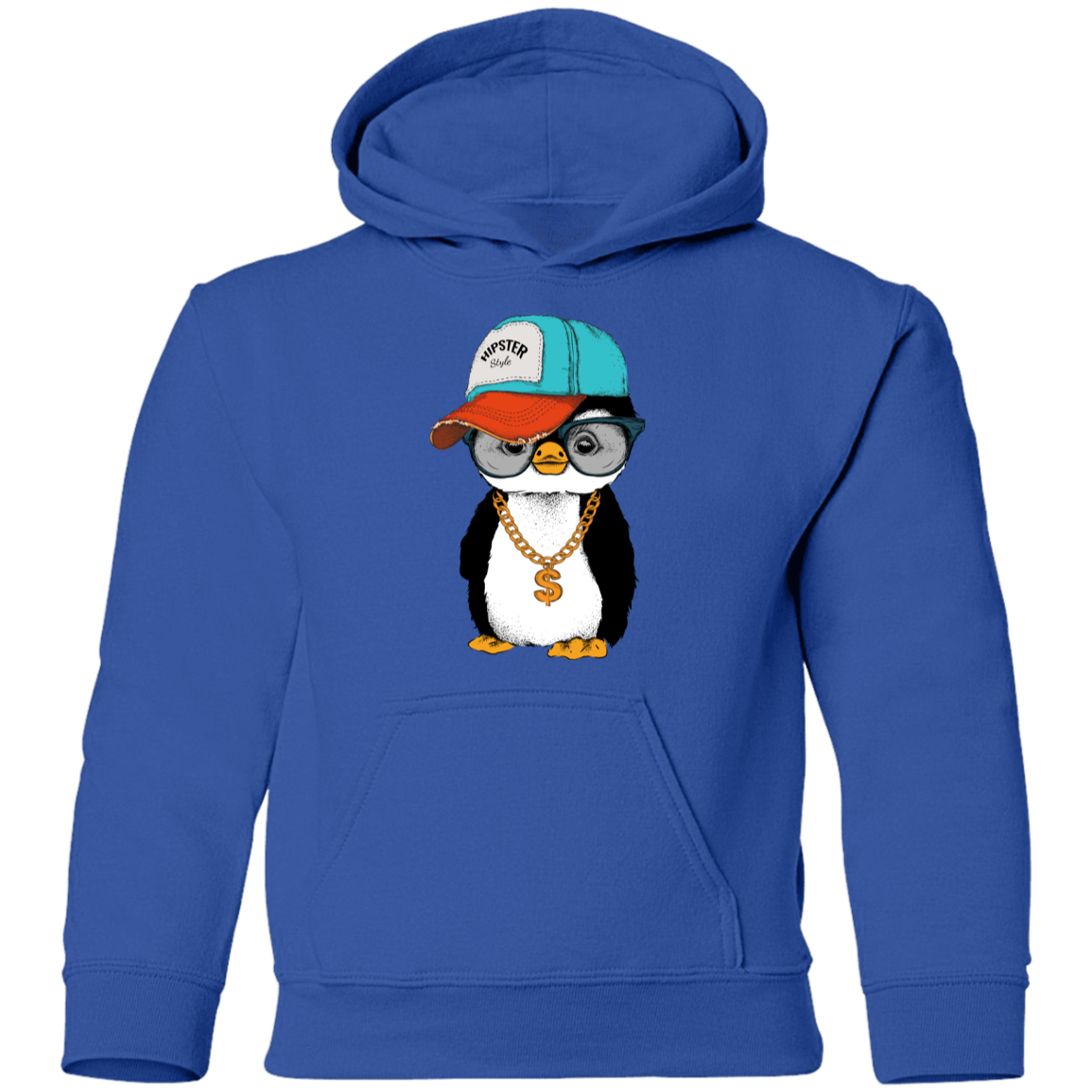 Cool Hipster Penguin Kids Hoodie