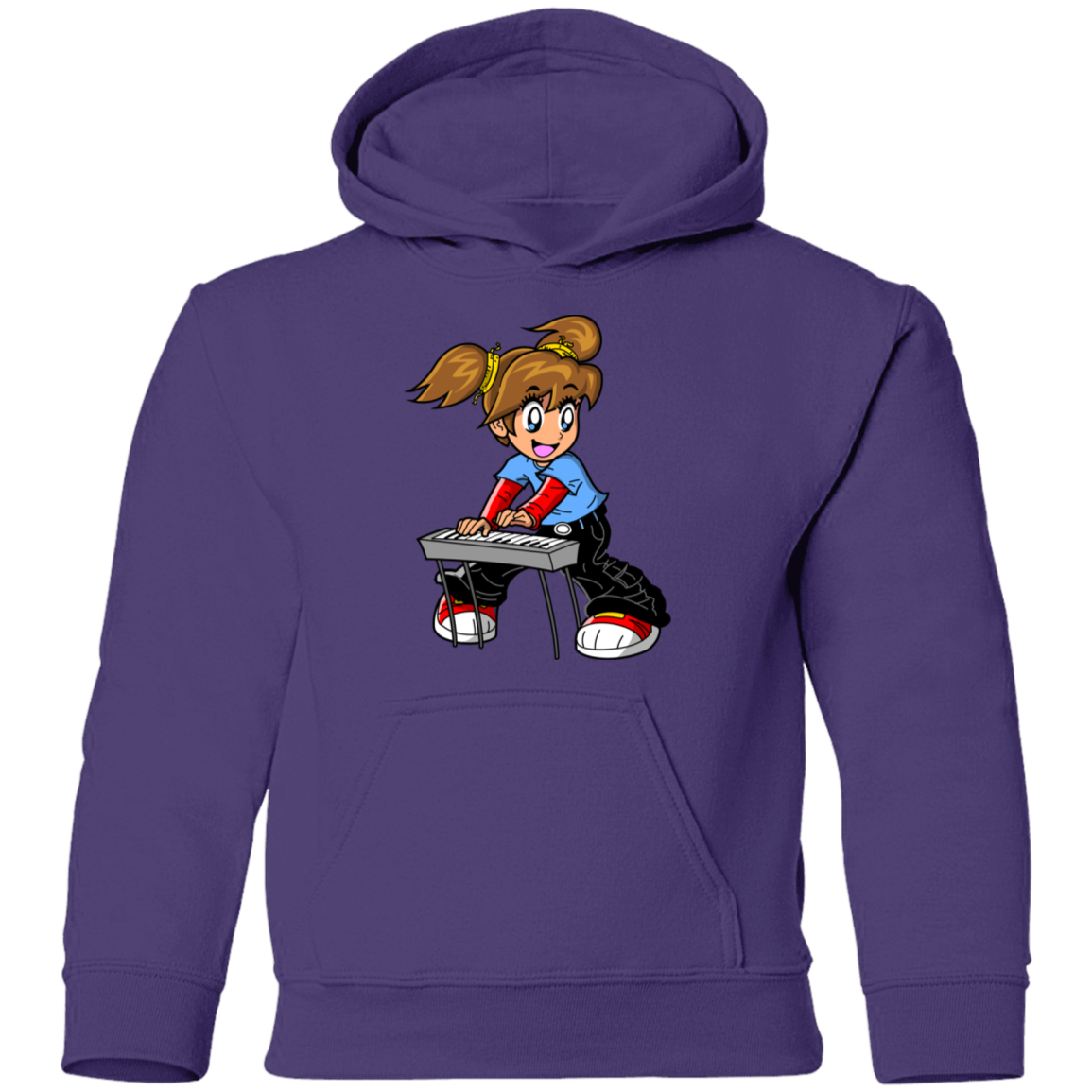 Keyboard Girl Cartoon Kids Hoodie
