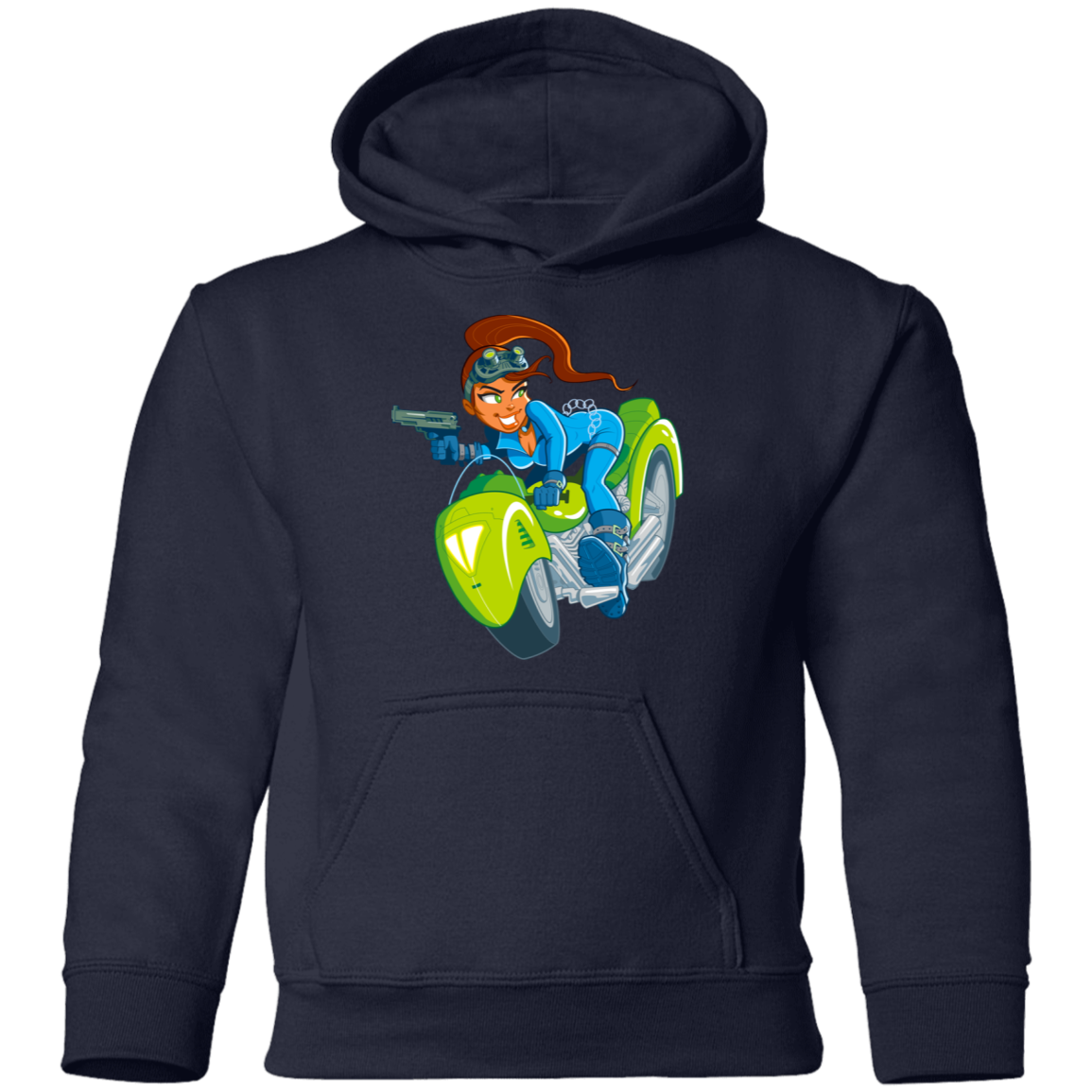 Motorcycle Girl Kids Hoodie