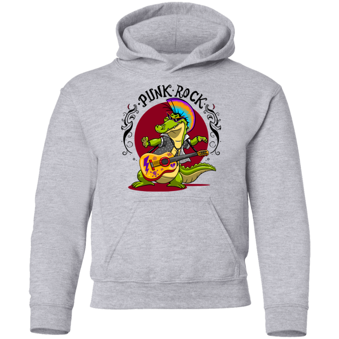 Punk Rock Star Alligator Kids Hoodie