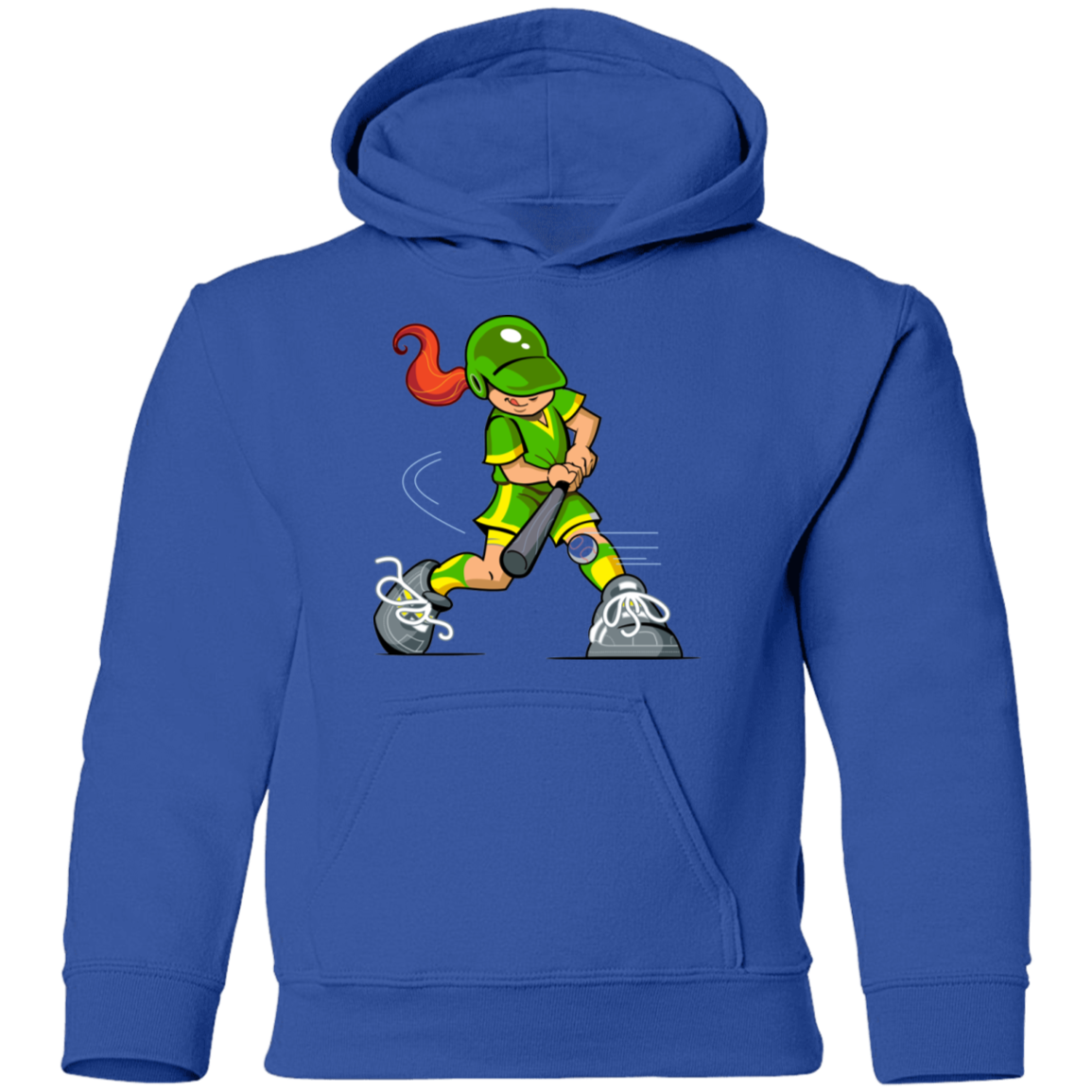 Softball Cartoon Girl Kids Hoodie