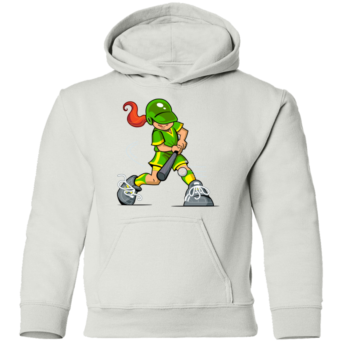 Softball Cartoon Girl Kids Hoodie