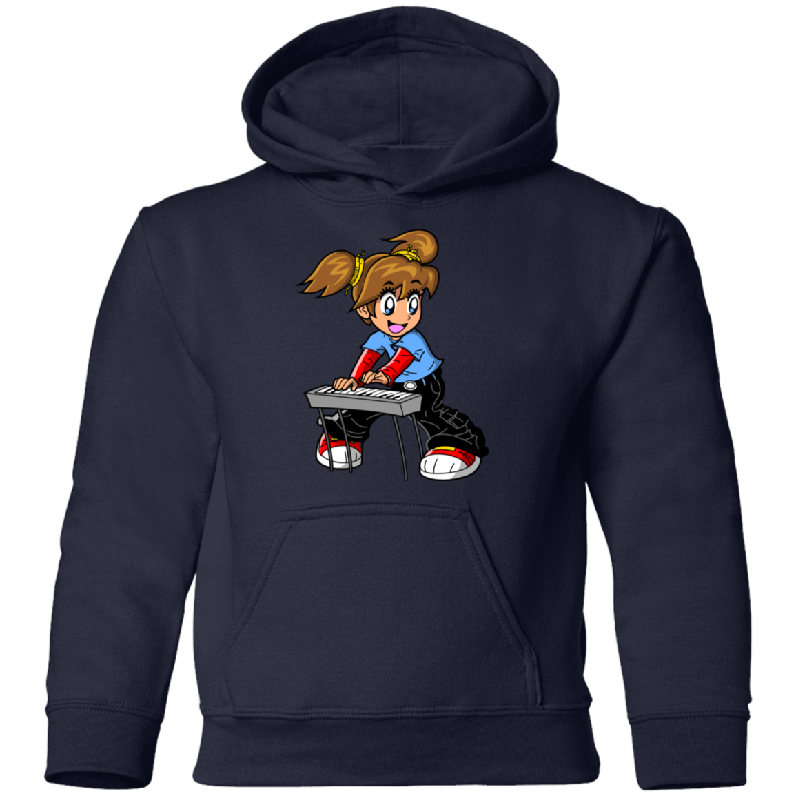 Keyboard Girl Cartoon Kids Hoodie