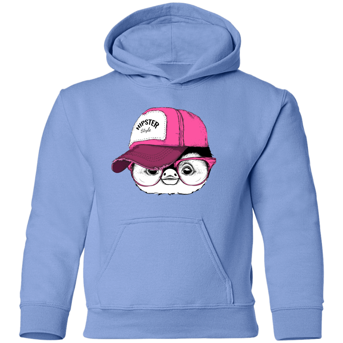 Hipster penguin Head Kids Hoodie
