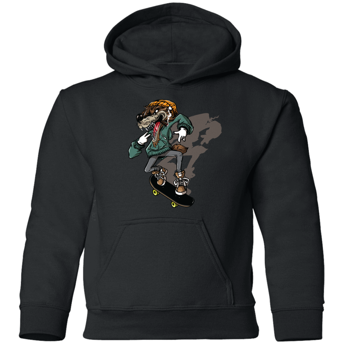 Skater Wolf Kids Hoodie