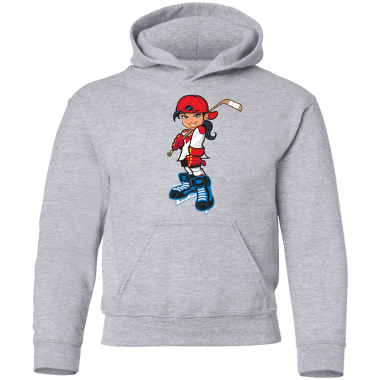Hockey Girl Cartoon Kids Hoodie