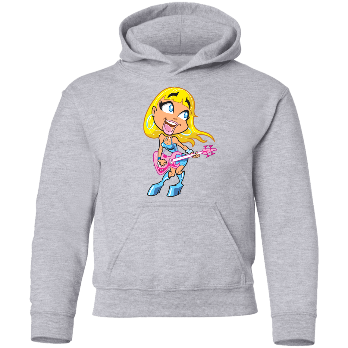 Guitar Girl Cartoon Kids Hoodie