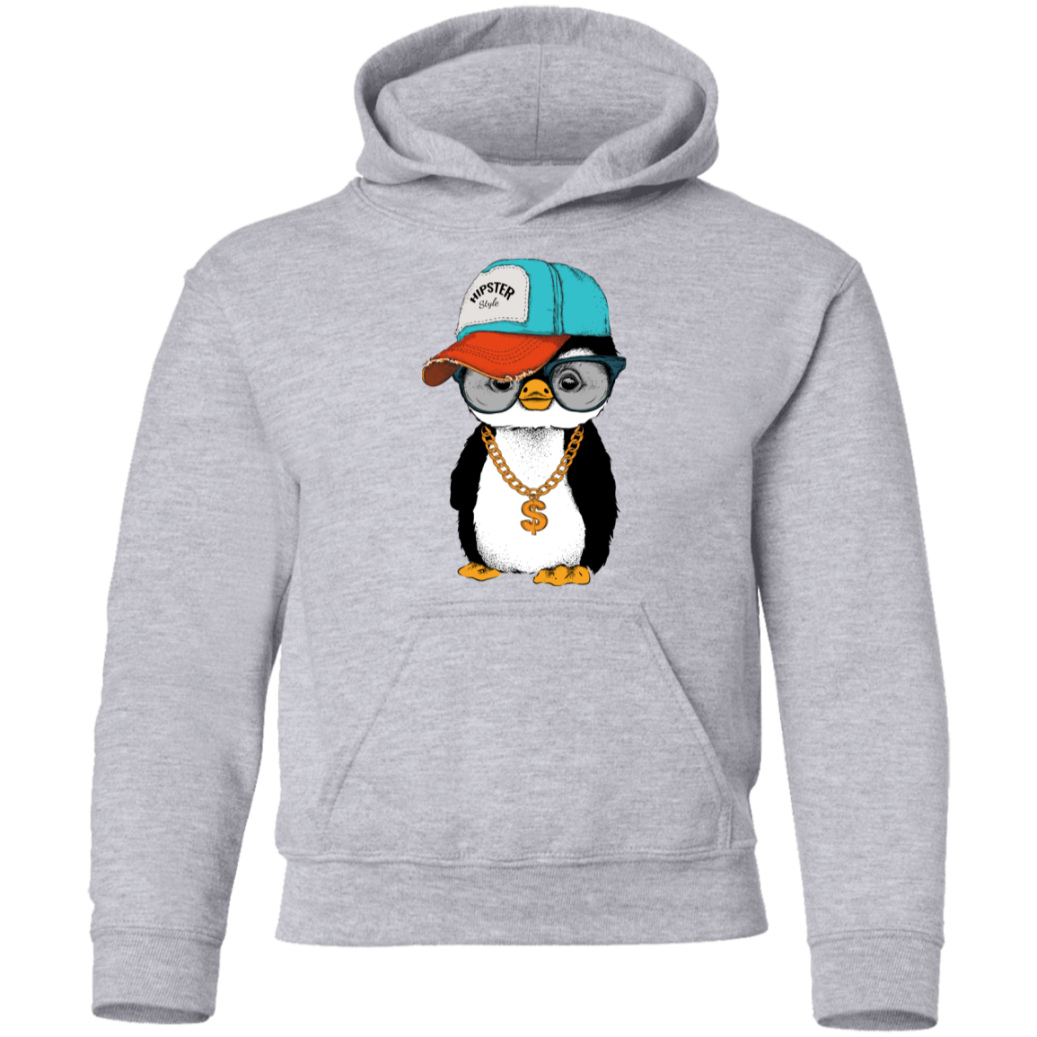 Cool Hipster Penguin Kids Hoodie